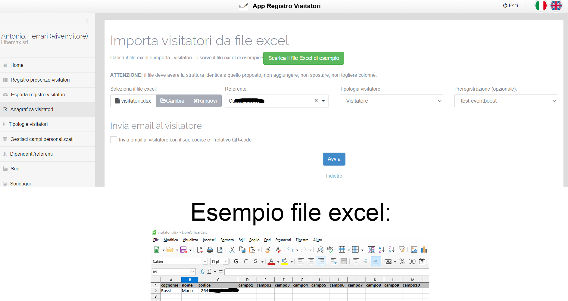 Importazione dati in eventboost tramite excel