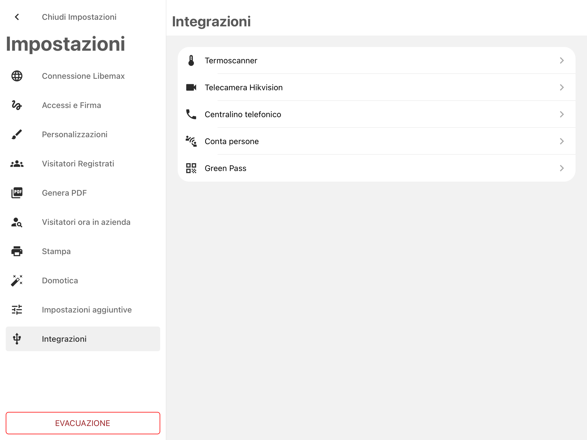 impostazioni app contapersone