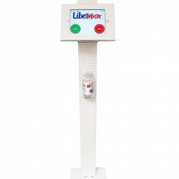 Piantana dispenser igienizzante con porta tablet